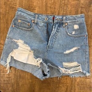 High waisted jean shorts